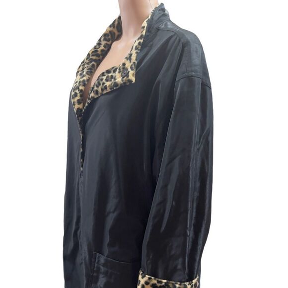 DENNIS BASSO Leopard Print & Shimmery Black Reversible Jacket XXL - Picture 7 of 15